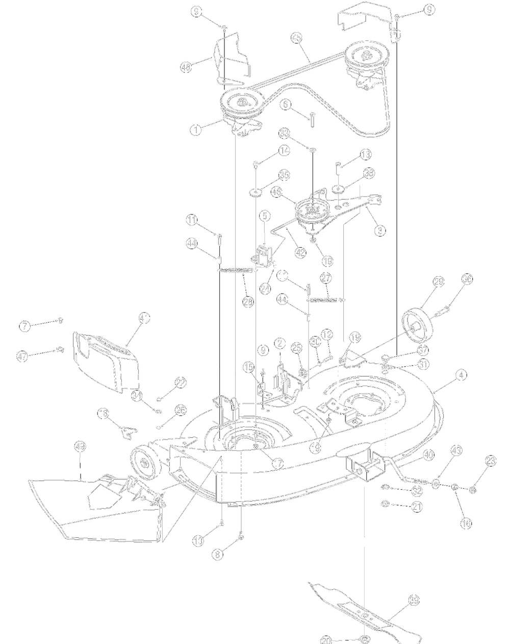 Deck Assembly 38 Inch Diagram and Parts List for 2006 Yard Machines Lawn Tractor